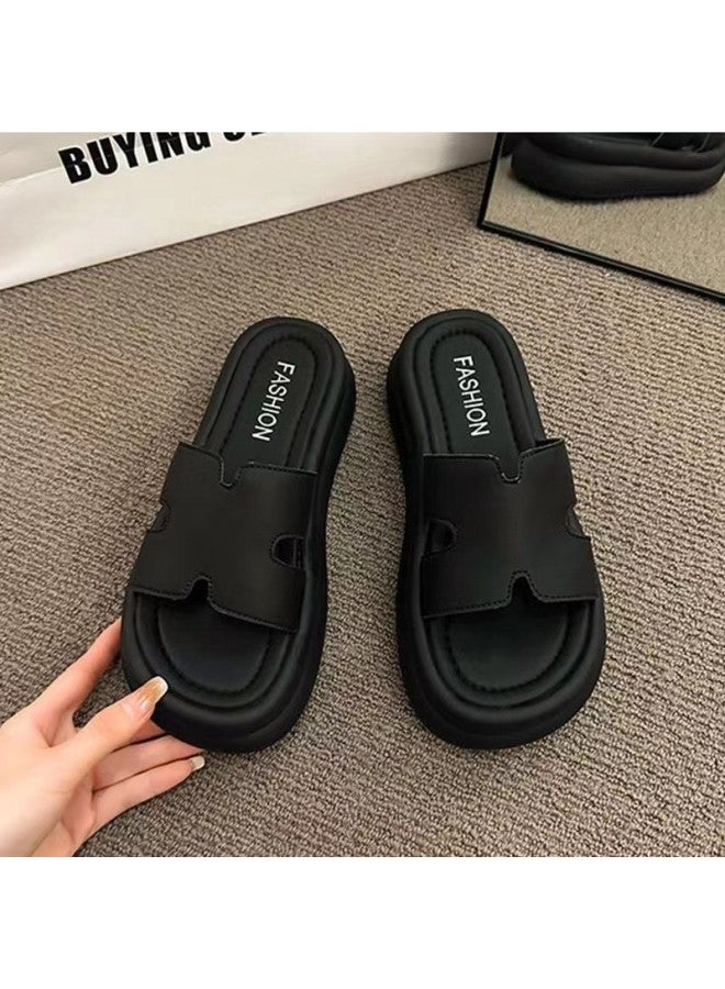 Women's Slippers New Round Toe Thick Platform Heightening Beach Sandals Fashion Flip Flops Outdoor Wear Sandals For Women - Image 2