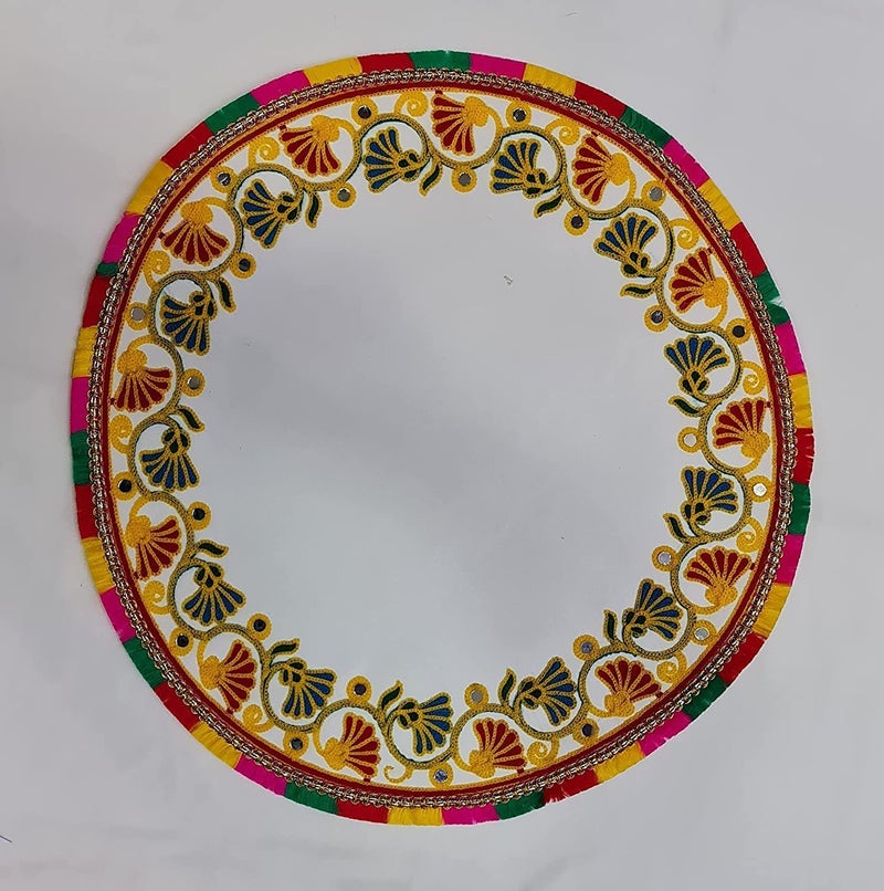 Bhavyam Kanku Pagla Cloth Rumal for Baby Women Bridle - Traditional Kutchi Hand Work Embroidered Footprint Rumal for Welcome New Born Baby Bride (1pcs/Round) - Image 5