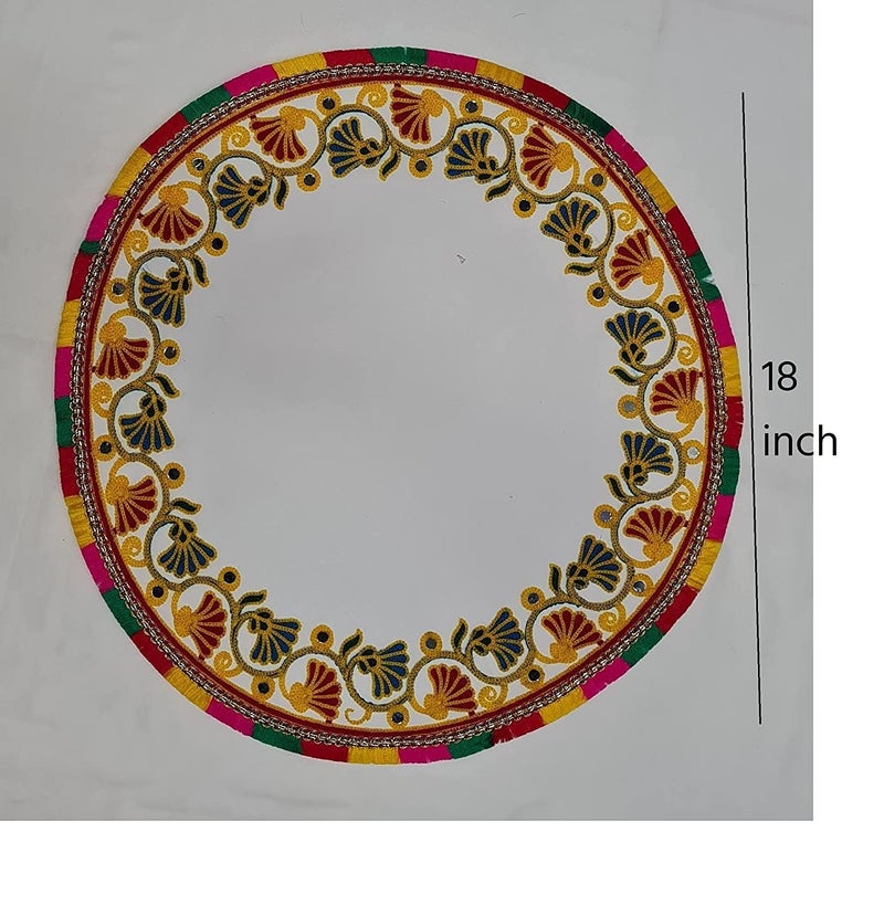 Bhavyam Kanku Pagla Cloth Rumal for Baby Women Bridle - Traditional Kutchi Hand Work Embroidered Footprint Rumal for Welcome New Born Baby Bride (1pcs/Round) - Image 2