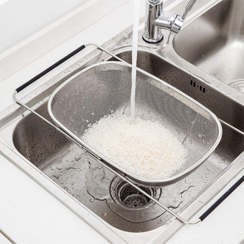 HaRvic HaRvic Stainless Steel Kitchen Sink Drain Basket Storage Dish Rack Adjustable Sink Colander Strainer Basket for Kitchen Sink with Rubber Grip Handle Pack of 1  - Image 3