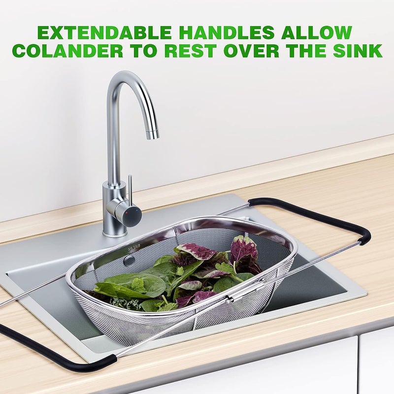HaRvic HaRvic Stainless Steel Kitchen Sink Drain Basket Storage Dish Rack Adjustable Sink Colander Strainer Basket for Kitchen Sink with Rubber Grip Handle Pack of 1  - Image 4