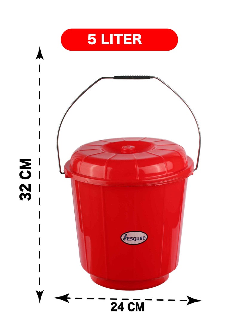 Esqube Oasis Bucket With Lid  05L Red 5Liters - Image 3