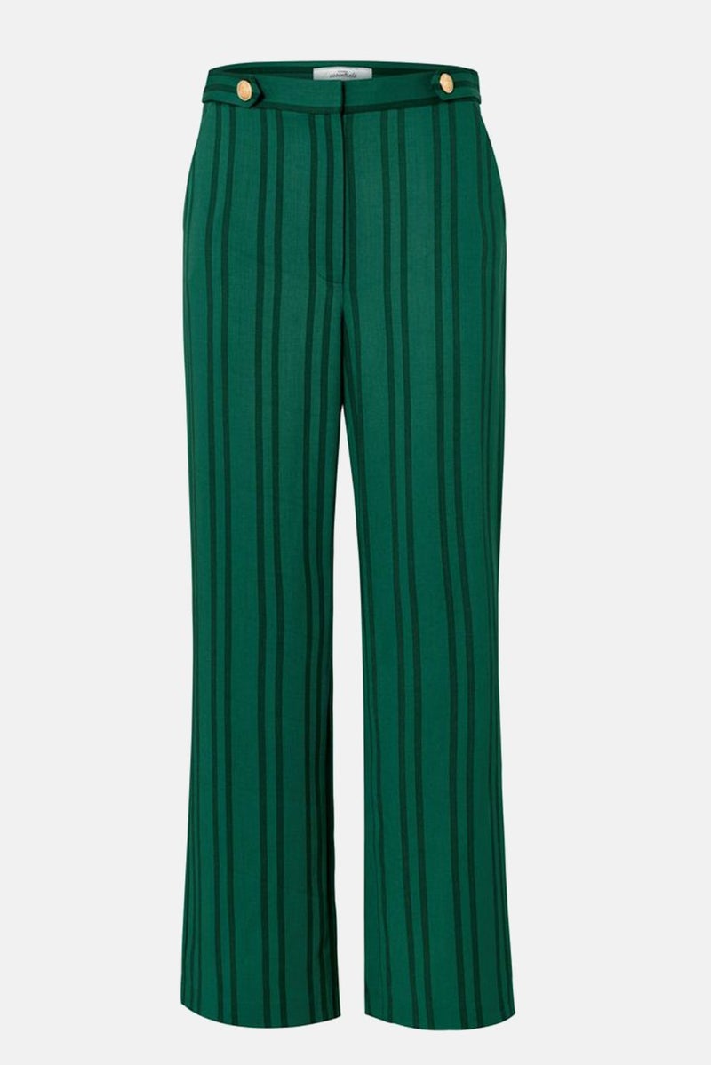 Tchibo Women Straight Leg Striped Pants, Green  - Image 2