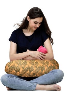 Get It Cotton Mutlipurpose 5 In 1 Baby Feeding Nursing Pillow With Adjustable Strap; For Breastfeeding Baby Support & Playtime ; Washable Premium Cotton Cover With Zip (Orange Leaf Print)  - Image 5