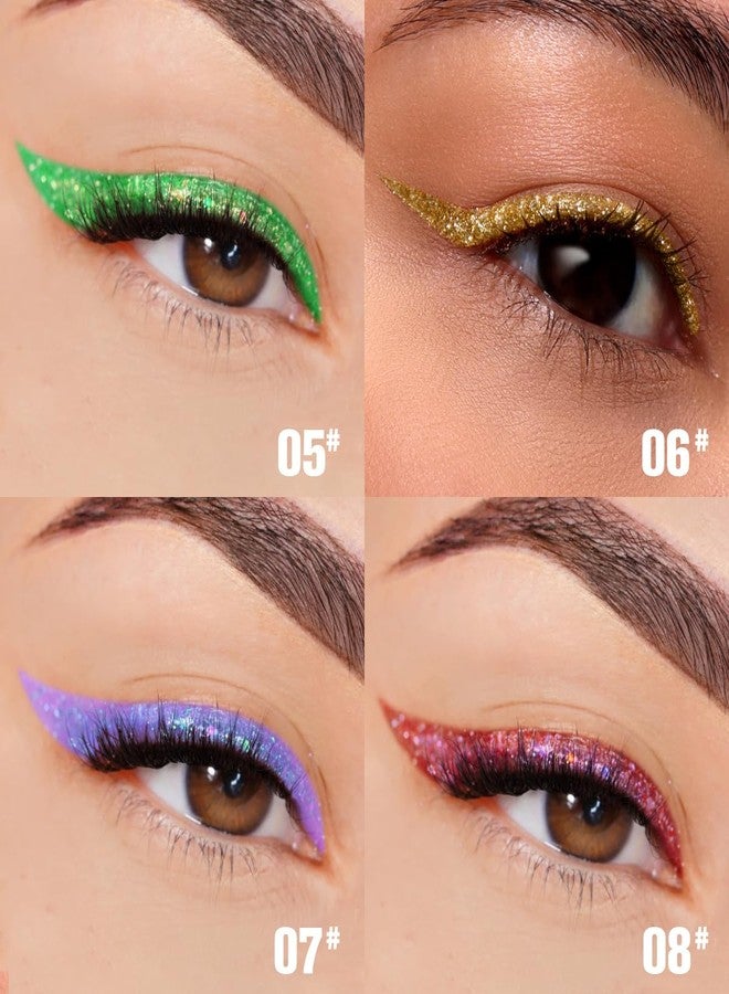 PHOFAY 8PCS Liquid Glitter Eyeliner Set - Vibrant Pearlescent Effects, Waterproof & Long-Lasting, Lightweight Non-Greasy Formula - Image 4