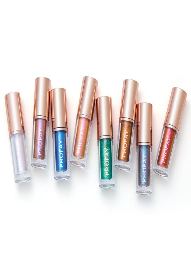 PHOFAY 8PCS Liquid Glitter Eyeliner Set - Vibrant Pearlescent Effects, Waterproof & Long-Lasting, Lightweight Non-Greasy Formula - Image 1