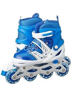 Generic Adjustable Single Row Skate Shoes,Blue (31:34) 