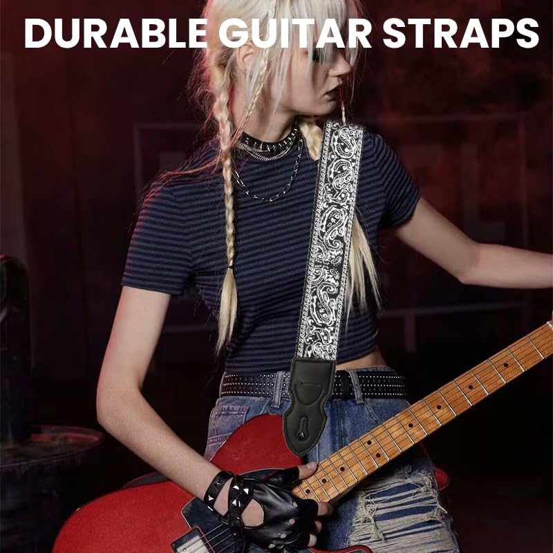 HASTHIP ® Guitar Strap Fashion Boho Embroidered Adjustable Strap with Guitar Pick Holder Slot, Wide Nylon Straps for Acoustic, Bass, and Electric Guitars, 85-140cm - Image 5