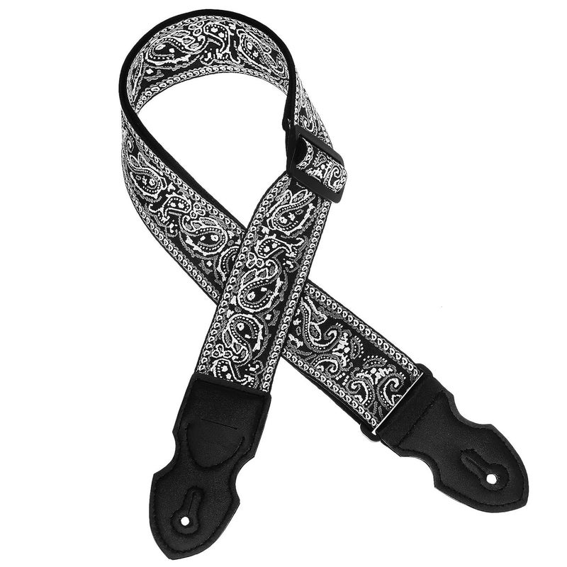 HASTHIP ® Guitar Strap Fashion Boho Embroidered Adjustable Strap with Guitar Pick Holder Slot, Wide Nylon Straps for Acoustic, Bass, and Electric Guitars, 85-140cm - Image 1