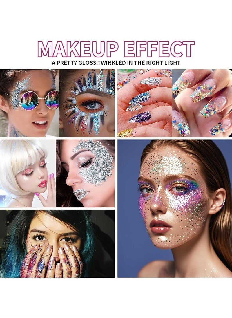 Fit Colors 3pcs Body Glitter, MAKINGTEC Mermaid Sequins Liquid Holographic Glitter Gel, Chunky Glitter Face Eye Lip Hair Nail Festival Makeup, Sparkling Body for Women  - Image 5