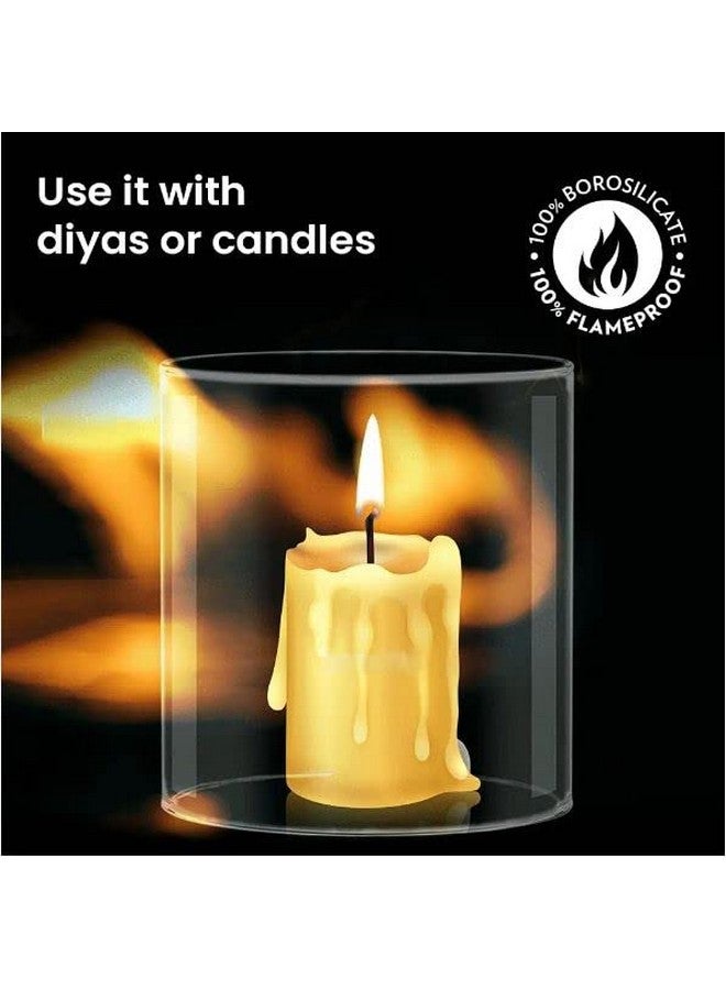 True Decor Akhand Diya Glass Cover Big Size Akhand Jyoti Diya Glass Big Size (Height: 4.5 Inch Width: 4 Inch) - Image 2