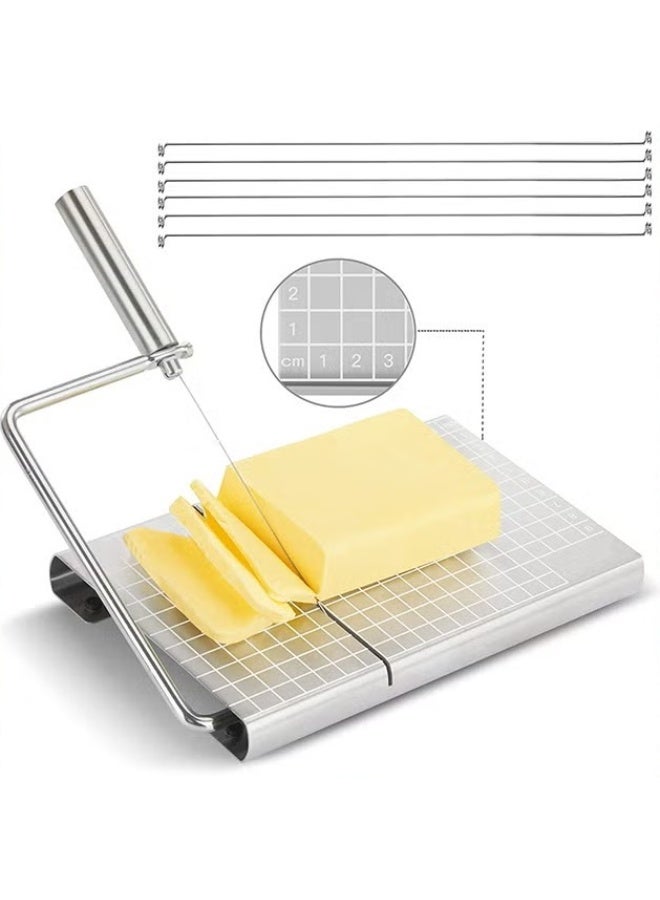 EETU Stainless Steel Cheese Slicer,Multipurpose Cheese Slicer Board,21 x 13CM With Accurate Size Scale For Cutting Cheese er Vegetables Sausage Herbs - Image 1