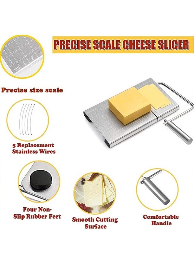 EETU Stainless Steel Cheese Slicer,Multipurpose Cheese Slicer Board,21 x 13CM With Accurate Size Scale For Cutting Cheese er Vegetables Sausage Herbs - Image 3