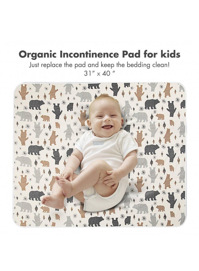 YIVEKO Baby Waterproof Bed Pad Washable Mattress Pad Reusable Underpads Bed-White Star - Image 1
