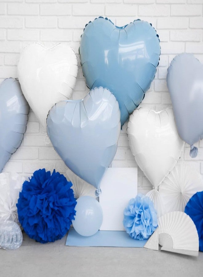 Vibzox Baby Blue White Heart Balloons, 18 Inch Pastel Blue White Heart Shape Balloons, 12PCS Light Blue White Helium Foil Heart Balloon for Birthday Baby Shower Engagement Wedding Party Decorations - Image 5