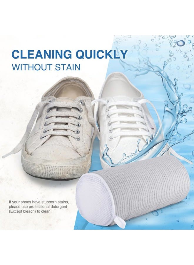 Teletrogy Shoe Laundry Bags for Washing Machine, 2024 New Reusable Laundry Shoe Bag for Washer and Dryer, Fluffy Fibers 360° Wrap-Around Cleaning, 2 Pairs Adjustable Shoe Trees for All Shoes, ‎Gray - Image 4