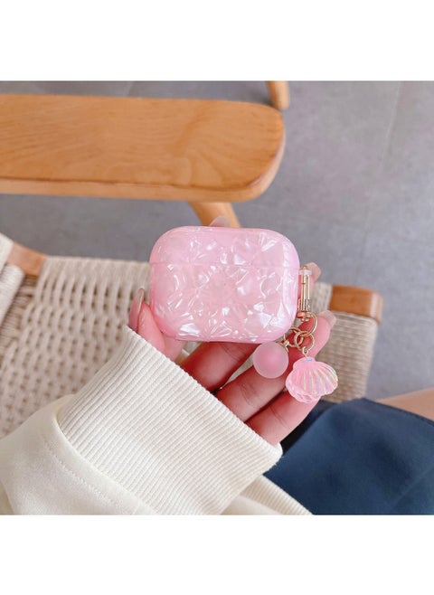 Shell Pattern Suitable For Airpods Pro Protective Case TPU Full Coverage Soft Belt Pendant 3 Generation For Apple 2 Bluetooth Earphone Case-Color:Pink-Applicable Model:airpods 1/2 Generation