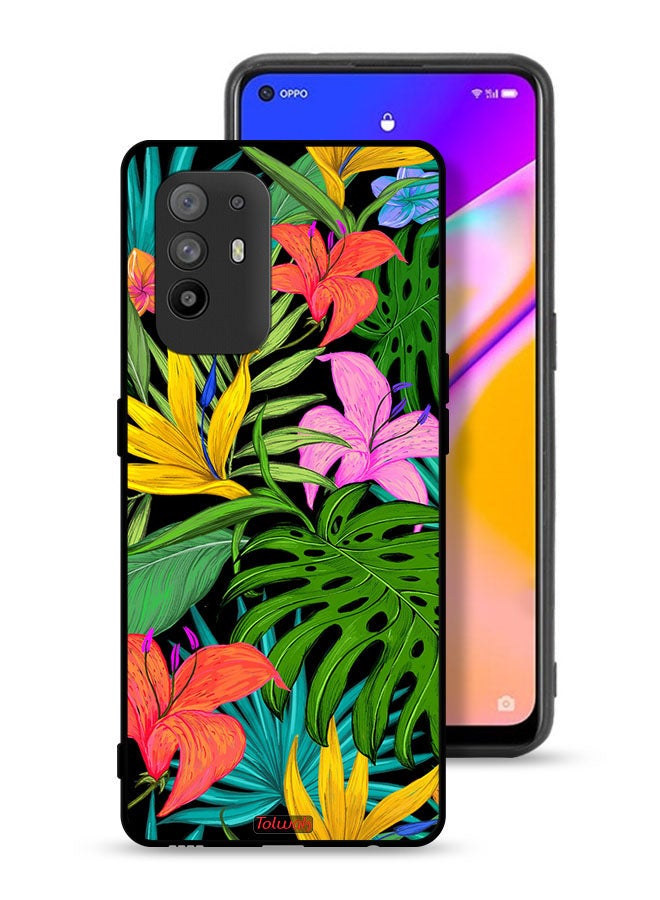 Tolwak Oppo F19 Pro Plus 5G Protective Case Cover Pattern Tropical Flowers Leaves - Image 1