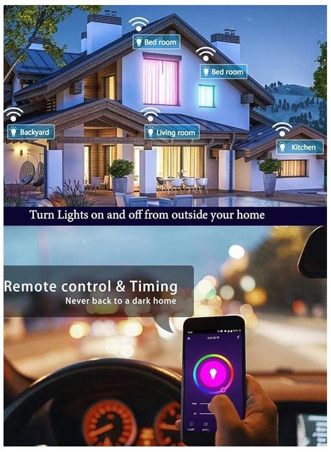 مصباح ذكي واي فاي بلوتوث بقوة عشرة وات يعمل مع أليكسا ومساعد جوجل وIFTTT بألوان ستة عشر مليون لون قابل للتعتيم مع ثمانية أوضاع مختلفة توفير الطاقة واستخدامات متعددة جهاز ذكي لا غنى عنه - Image 2