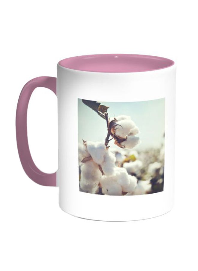 Cotton Tree Printed Coffee Mug Pink/White/Brown 11ounce