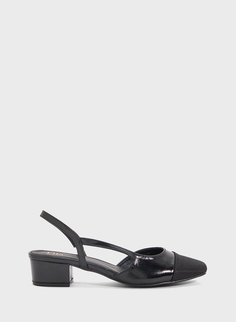 ايلا حذاء بكعب عريض بحزام خلفي - Image 1