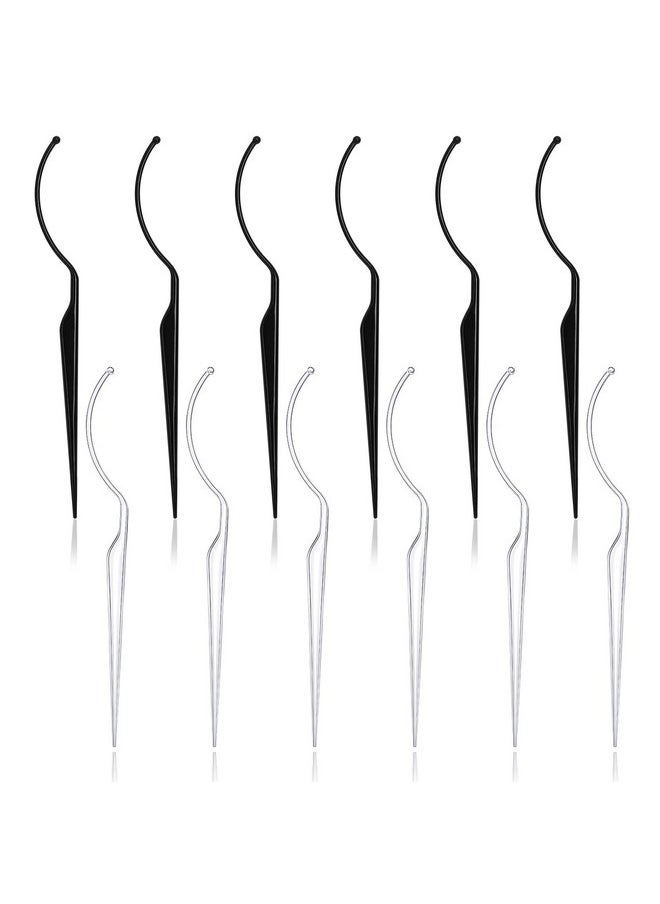 Meisuitd - 12 Pcs False Eyelashes Display Stick Eyelashes Applicator Tool 3D Eyelash Extensions Style Try On Sticks Planting Grafted Eye Lashes Applicator (Black Transparent） - Image 1