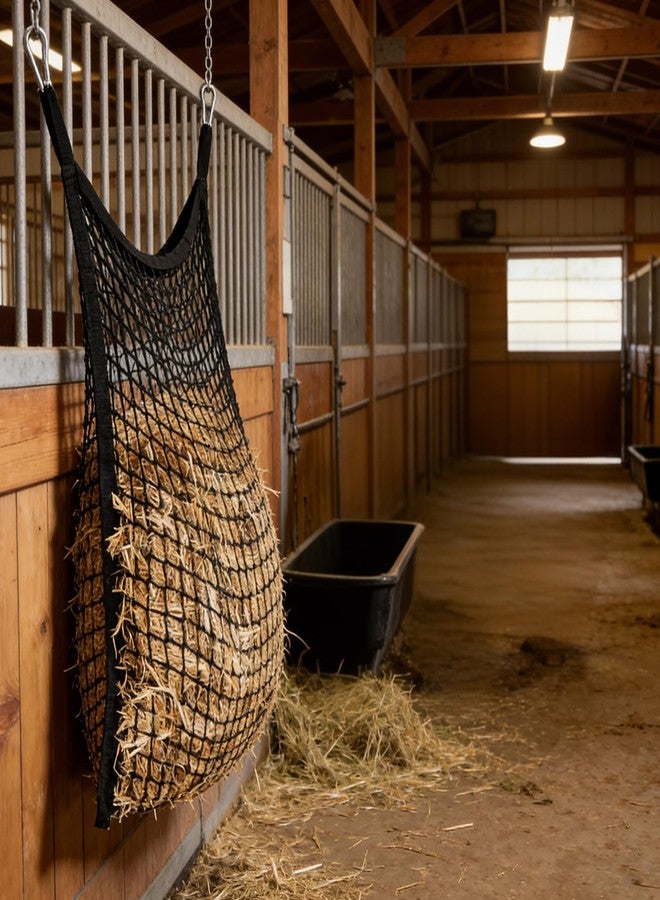 iaodia 4x4 ft Slow Hay Net Feeder for Horses, Durable Soft Black PE Bale Hay Net (31 x 35 inch) - Image 4