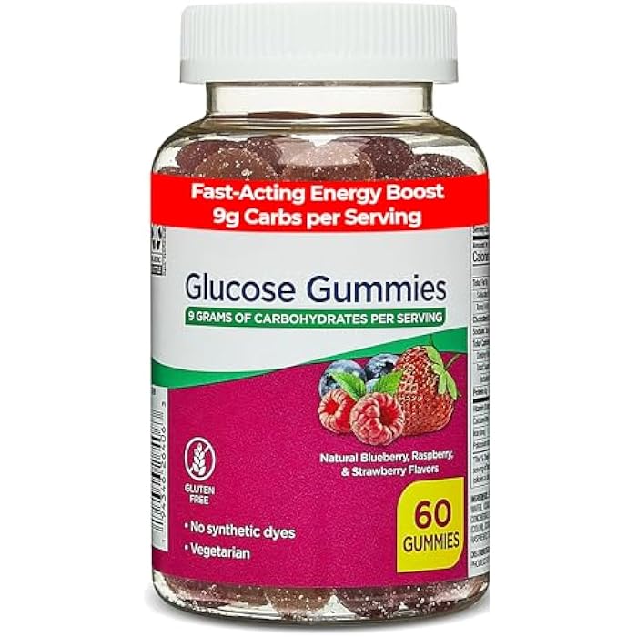 Glucose Gummies, 60 Count – Fast-Acting Energy Support with 9g Carbs per Serving, Natural Berry Flavors, Gluten-Free & No Artificial Dyes - Image 1