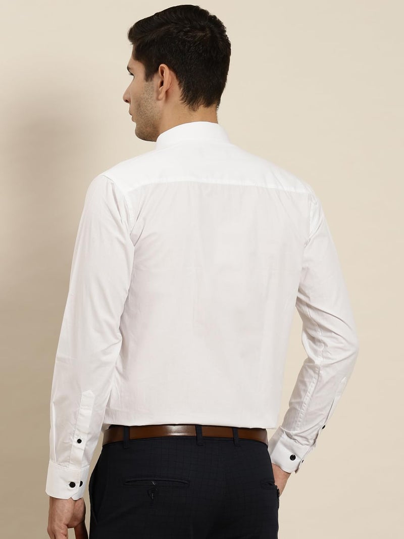 Hancock Store Hancock Men White Slim Fit Tuxedo Shirts Full Sleeve Shirt (5478White38) - Image 4