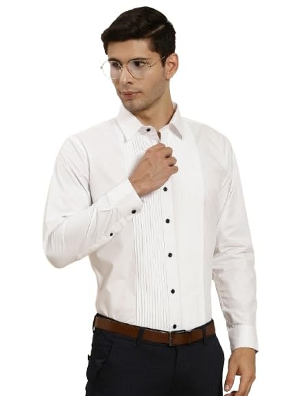 Hancock Store Hancock Men White Slim Fit Tuxedo Shirts Full Sleeve Shirt (5478White38) - Image 1