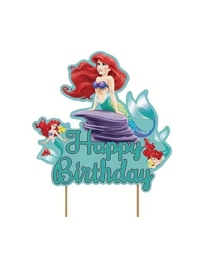 Mermaid Green Insert Card For Birthday Party Table Center Decoration Gift - Image 1