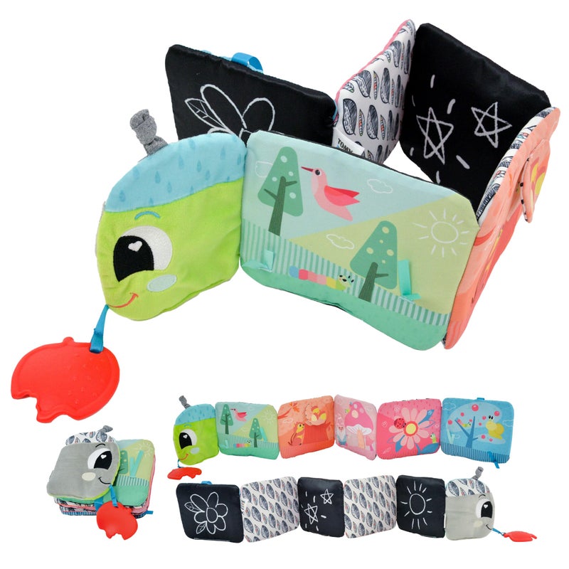 Lamaze Colorful Journey Caterpillar High Contrast Baby Book - Soft Fabric Baby Sensory Books - Includes Chewy Apple for Teething Babies - Baby Sensory Toys Ages 6 Months and Up - Image 1