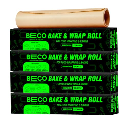 Beco Eco-Friendly Baking & Wrapping Paper, 20 Meter Roll Each, Pack of 4, 100% Bamboo Pulp & Chemical Free Parchment Paper - Image 1