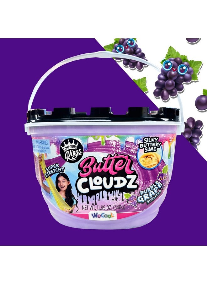 COMPOUND Kings - Fluffy Butter Cloudz Compound Bucket For Girls & Boys | Sensory Toys | Non-Toxic & Non-Sticky | Stress Relieving Tactile | (Purple Grape) - Image 1