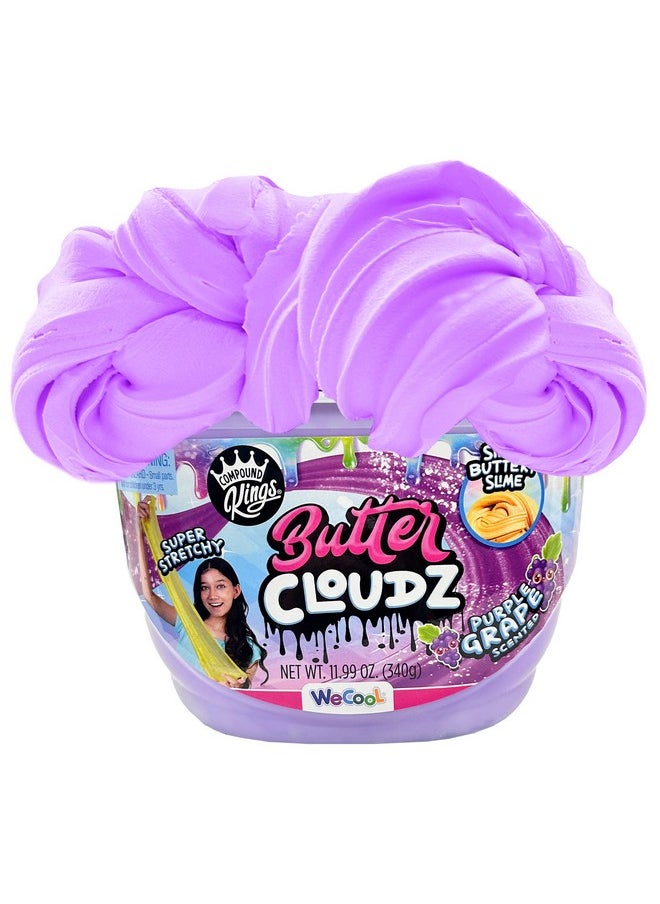 COMPOUND Kings - Fluffy Butter Cloudz Compound Bucket For Girls & Boys | Sensory Toys | Non-Toxic & Non-Sticky | Stress Relieving Tactile | (Purple Grape) - Image 1