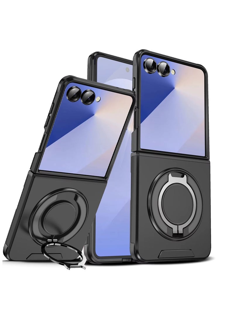 Magnetic Bracket Case for Samsung Galaxy Z Flip 7 Protective Slim Cover with Magnetic Rotating Ring Kickstand [Compatible with Mag-Safe] Ultra-Thin, Shockproof and Anti-Fall Protection  - Image 1