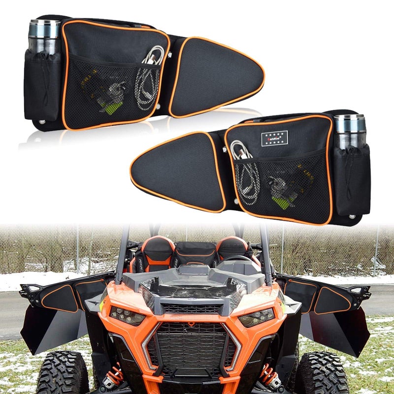 Sresk UTV Front Side Door Bags Storage Bag Compatible with 20142023 Pouch Polaris RZR XP 1000 4 1000 TurboTurbo S S900S1000 Quick Release with Knee PadOrange Piping - Image 3