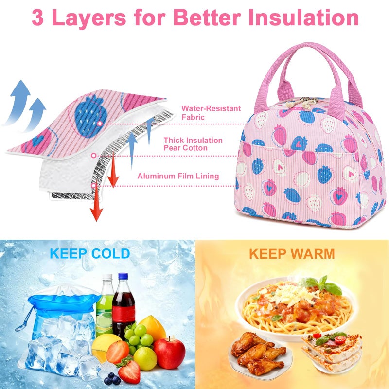 Bluboon Lunch Bag for Women Men Cute Corduroy Lunch Tote Bags Reusable Insulated Lunch Box Large Capacity Reusable Insulated Cooler for Work Picnic or Travel - Image 4