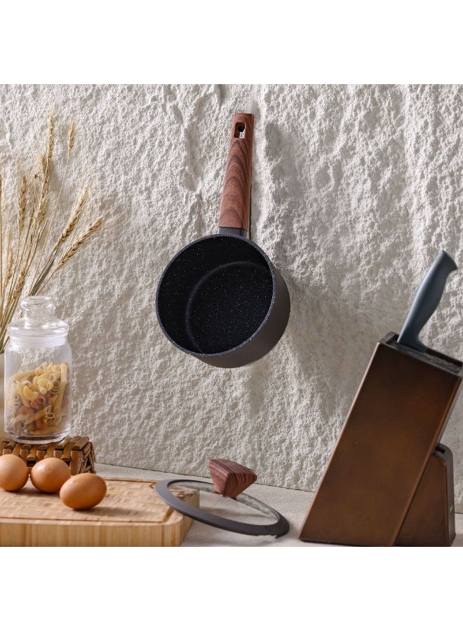 DANUBE HOME Chef's Delight Bistro Sauce Pan – Non-Stick Durable Cooking Saucepan with Lid for Gas, Electric, Induction – Ideal for Home Kitchen, Restaurant, Chef Use 16x8.5cm - Brown  - Image 5