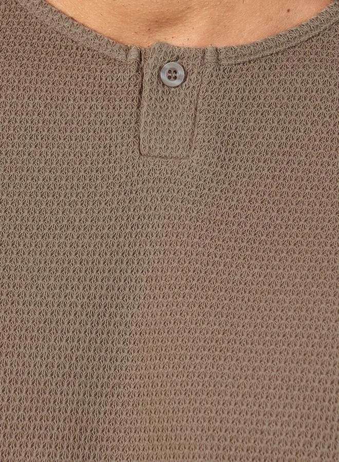 Styli Oversized Honeycomb Textured Knit T-Shirt