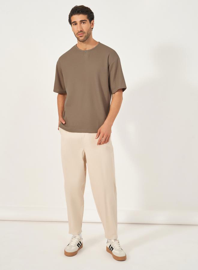 Styli Oversized Honeycomb Textured Knit T-Shirt - Image 2