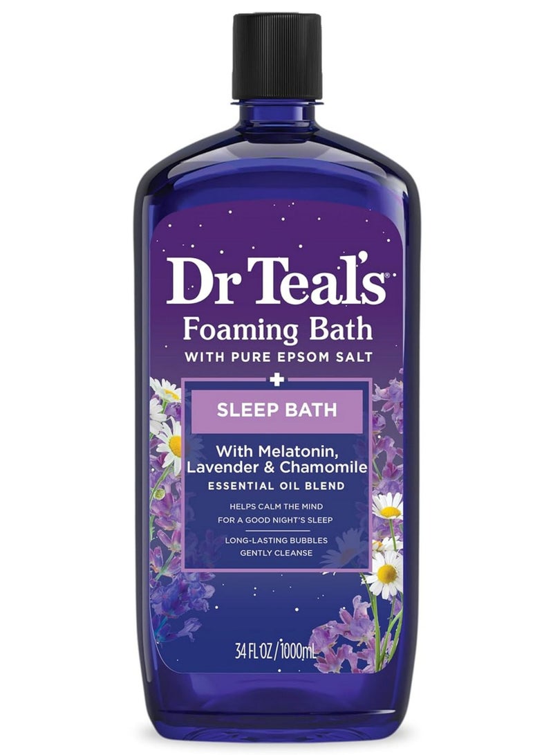Dr Teal's Foaming Bath With Pure Epsom Salt + Sleep Bath With Melatonin Lavender & Chamomile Essential Oils Blend 1000ML - Image 1