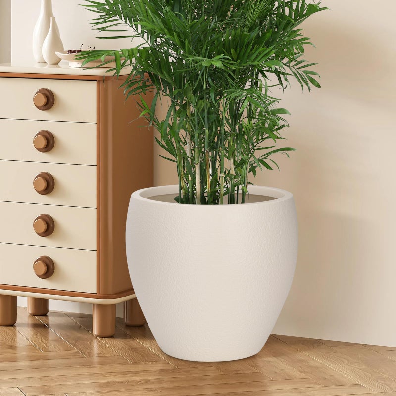 YNNICO Plant Pots 17.5/14.8/12.2 inch Set of 3, Flower Pots with Drainage Holes, Large Planters for Indoor Outdoor Garden Plants and Flowers. (Light Beige) - Image 5