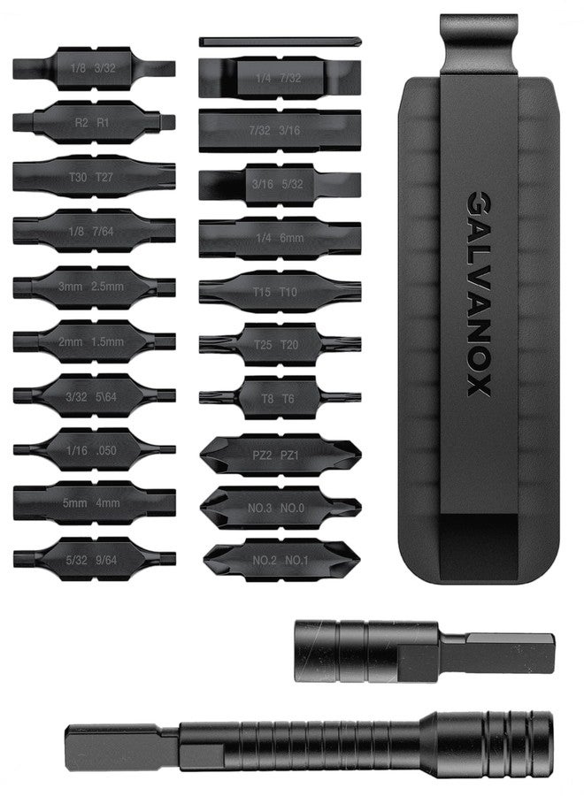 Galvanox 23PC Accessories Set, Compatible with Leatherman Multi-Tools [59HRC] Hardened Double-Sided 21 Piece Bit Kit with Driver Extender, Hex Adapter and Sheath Holder (Black) - Image 1