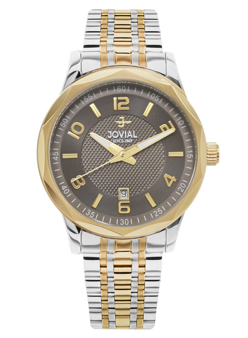 Jovial JOVIAL 5053GTMQ10E Men's Stainless Steel Watch, Brown Dial, Water Resistant, Analog, 40MM - Image 1
