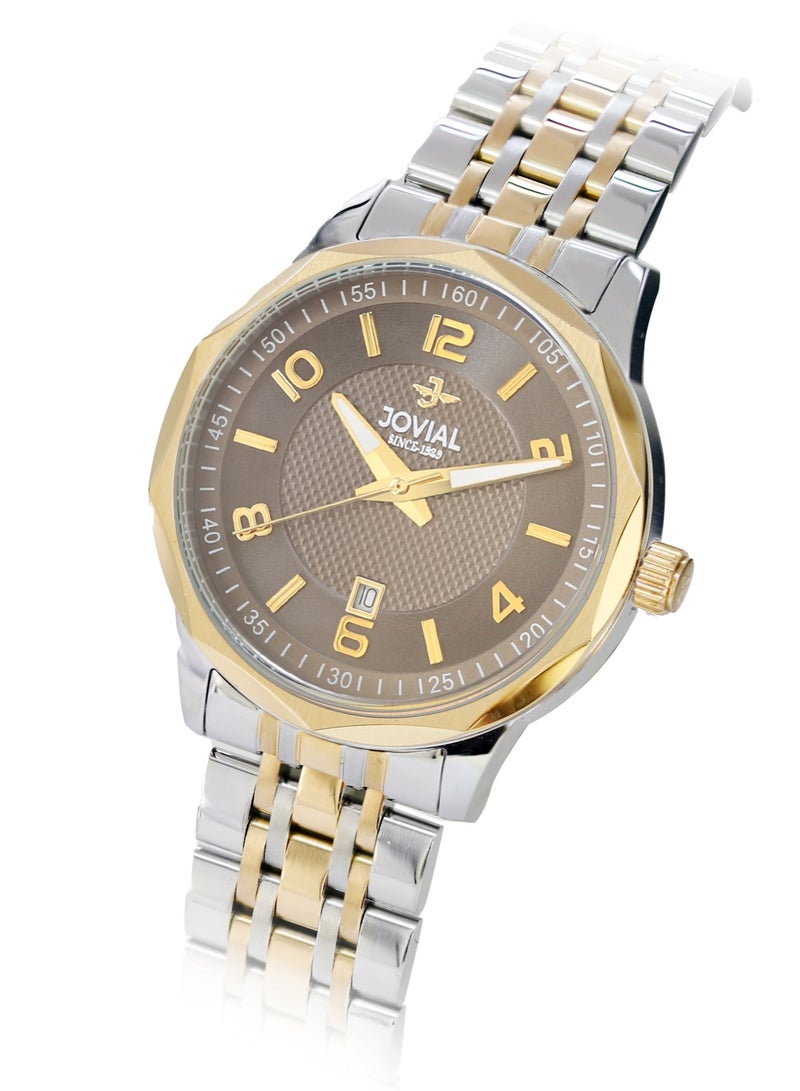Jovial JOVIAL 5053GTMQ10E Men's Stainless Steel Watch, Brown Dial, Water Resistant, Analog, 40MM - Image 2