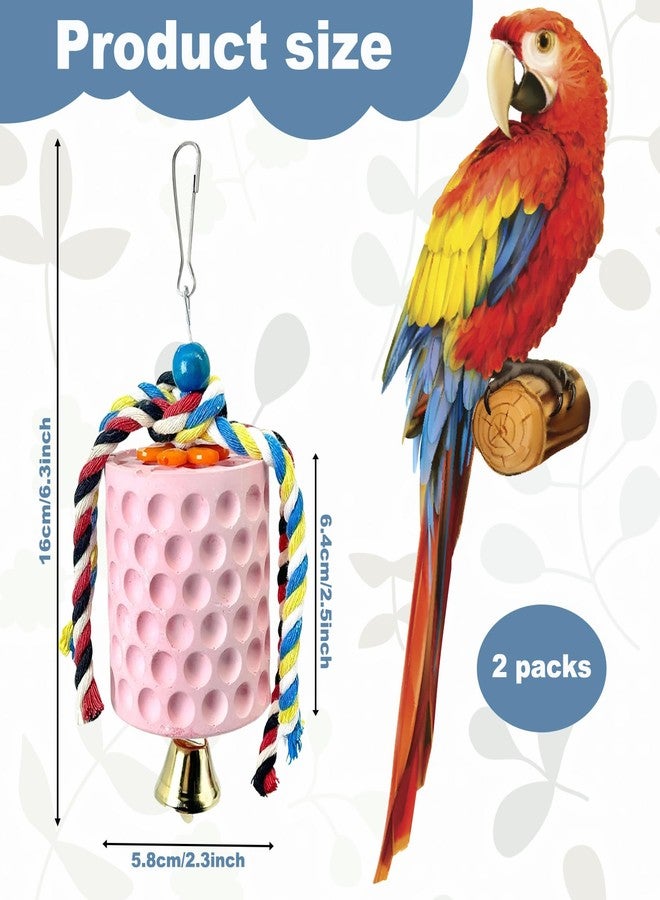 Umtiti 2PCS Bird Calcium Teeth Grinding Chew Treats Toy,Parrot Beak Grinding Calcium Stone with Bells, Bird Cage Accessories, Cage Toys for Parrot, Hamster, Chinchilla, Chick - Image 2