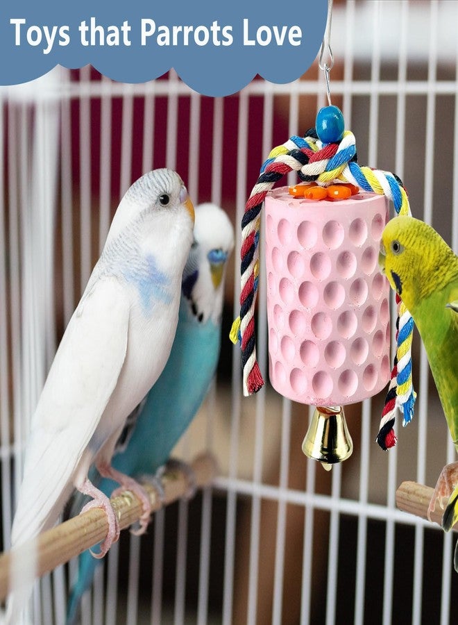 Umtiti 2PCS Bird Calcium Teeth Grinding Chew Treats Toy,Parrot Beak Grinding Calcium Stone with Bells, Bird Cage Accessories, Cage Toys for Parrot, Hamster, Chinchilla, Chick - Image 5