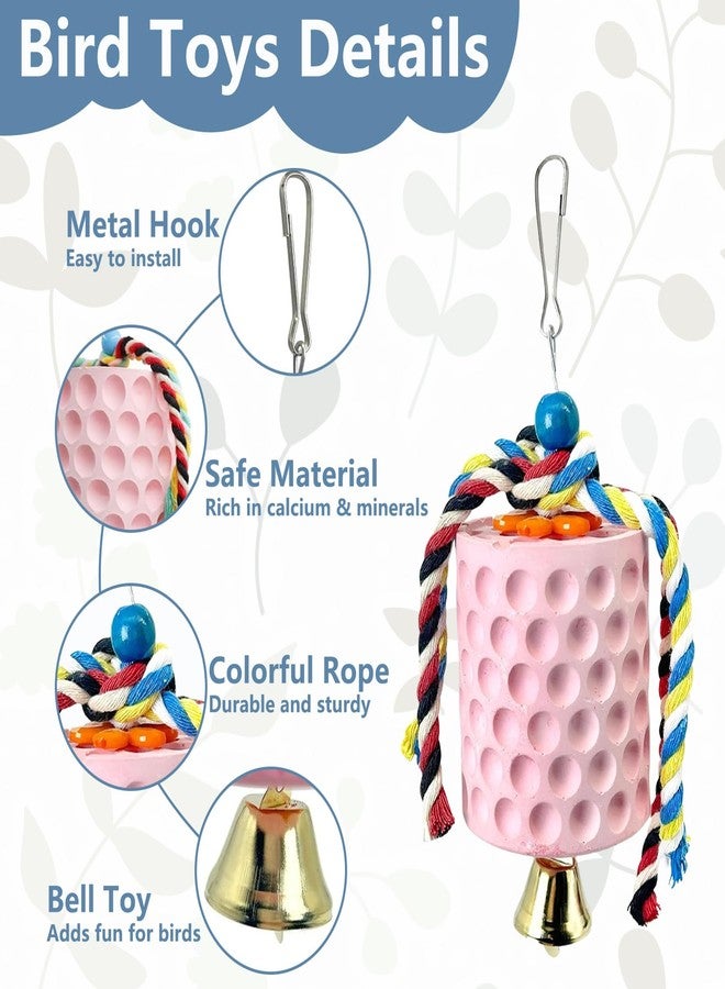 Umtiti 2PCS Bird Calcium Teeth Grinding Chew Treats Toy,Parrot Beak Grinding Calcium Stone with Bells, Bird Cage Accessories, Cage Toys for Parrot, Hamster, Chinchilla, Chick - Image 3