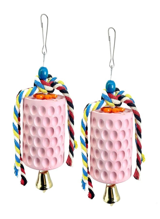Umtiti 2PCS Bird Calcium Teeth Grinding Chew Treats Toy,Parrot Beak Grinding Calcium Stone with Bells, Bird Cage Accessories, Cage Toys for Parrot, Hamster, Chinchilla, Chick - Image 1